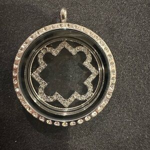 Origami Owl Silver Tone Living Locket Pendant with Crystal Accents
